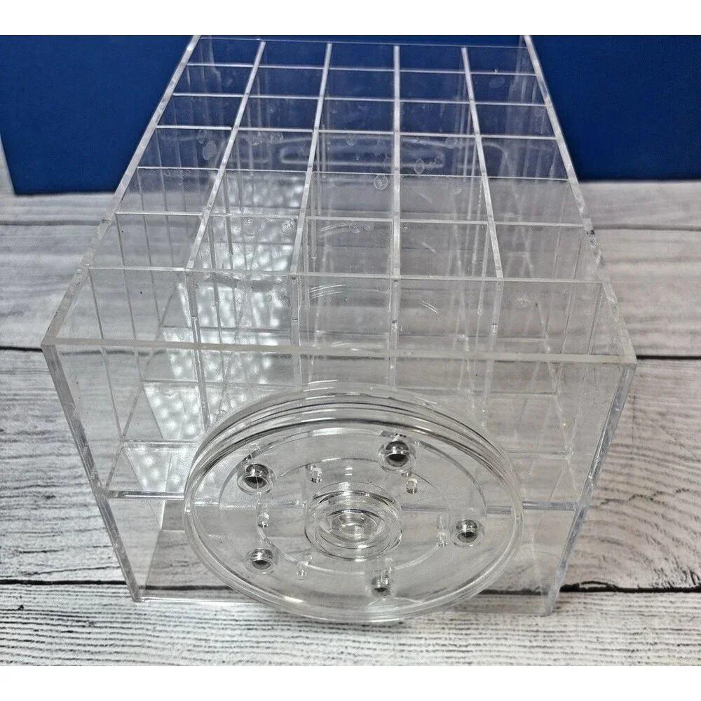 Clear Acrylic Lipstick Organizer Rotating Spinner 60 Slots + Bottom Opening